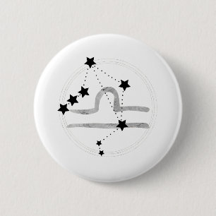 Libra black & silver zodiac constellation stars  2 inch round button