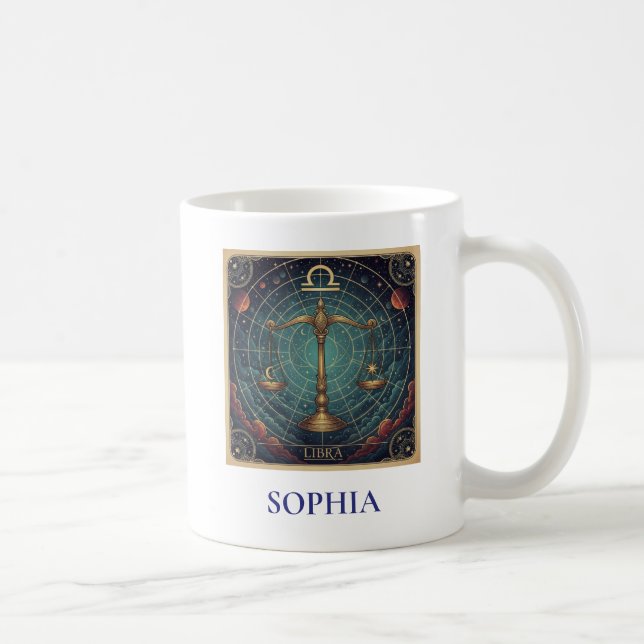 Libra Blue Celestial Zodiac Coffee Mug (Right)