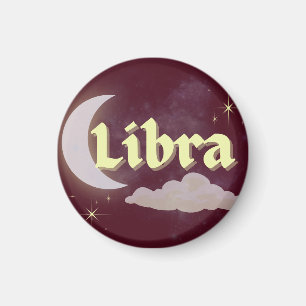 Libra Celestial Aesthetic Moon Cloud Stars Design Magnet