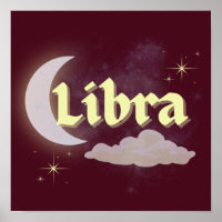 Libra Celestial Moon Cloud Stars Astrology Art