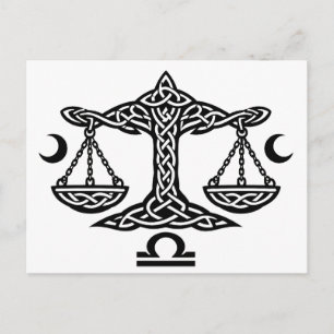 Libra Celtic Moon‑Scale Sigil BurnsInHell Ink Holiday Postcard