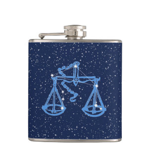 Libra Constellation and Zodiac Sign with Stars Hip Flask