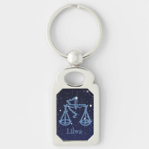 Libra Constellation and Zodiac Sign with Stars Keychain