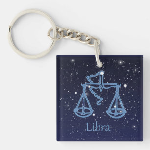 Libra Constellation and Zodiac Sign with Stars Keychain