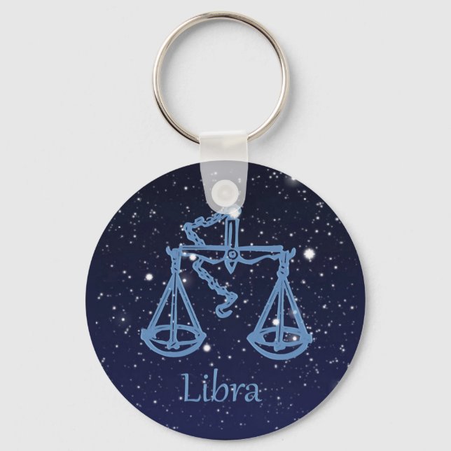 Libra Constellation and Zodiac Sign with Stars Keychain (Front)
