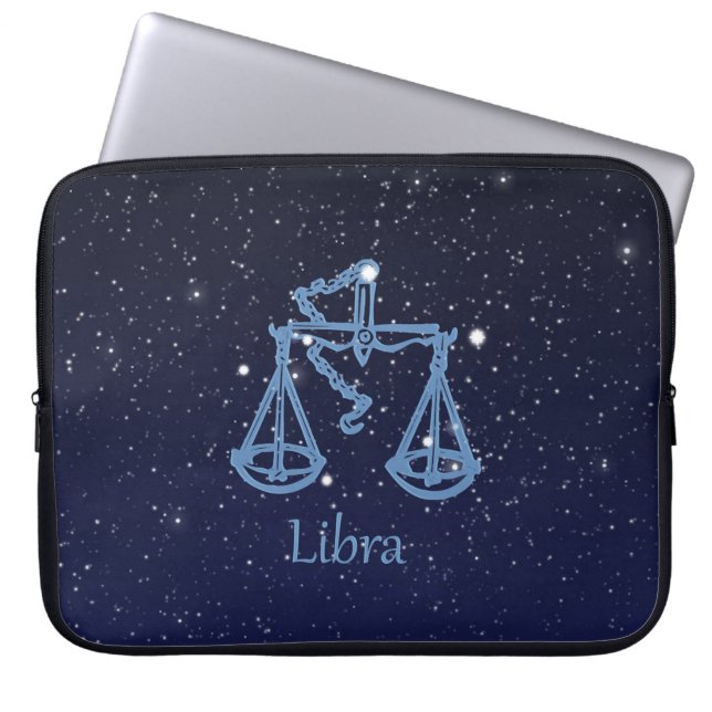 Libra Constellation and Zodiac Sign with Stars Laptop Sleeve (Front)