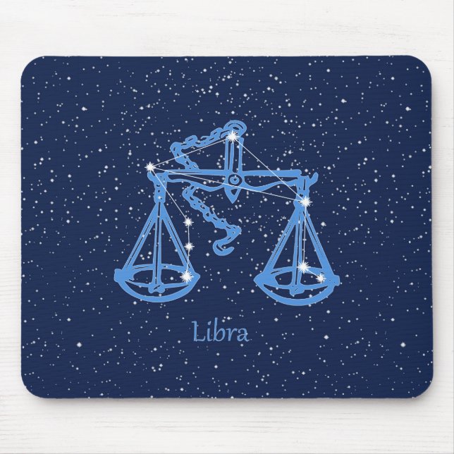 Libra Constellation and Zodiac Sign with Stars Mouse Pad (Front)