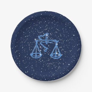 Libra Constellation and Zodiac Sign with Stars Paper Plate
