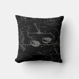 Libra Constellation Hevelius 1690 Engraving Style Throw Pillow