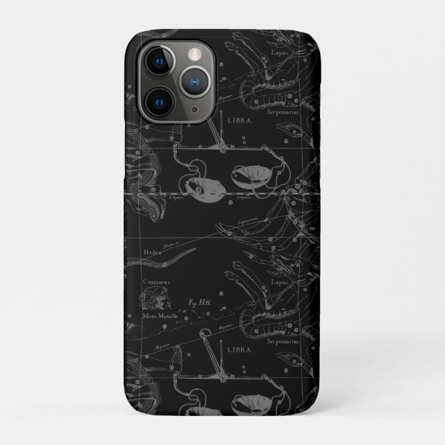 Libra Constellation Hevelius 1690 Map on Black Case-Mate iPhone Case (Back)