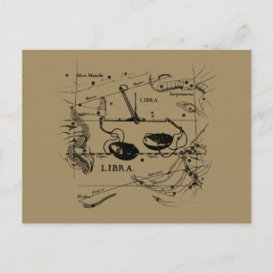 Libra Constellation Map Hevelius 1690 Decor Postcard