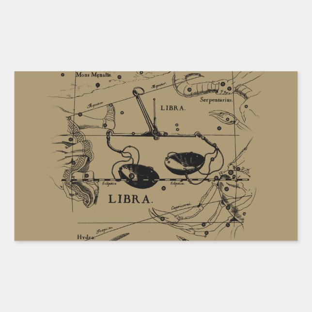 Libra Constellation Map Hevelius 1690 Decor Sticker (Front)