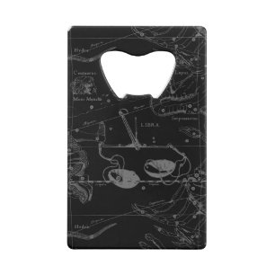 Libra Constellation Map Hevelius 1690 on Black Wallet Bottle Opener
