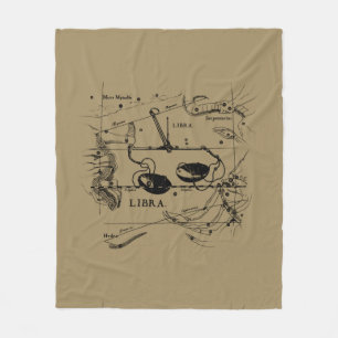 Libra Constellation Map Hevelius 1690 Sept Oct Fleece Blanket