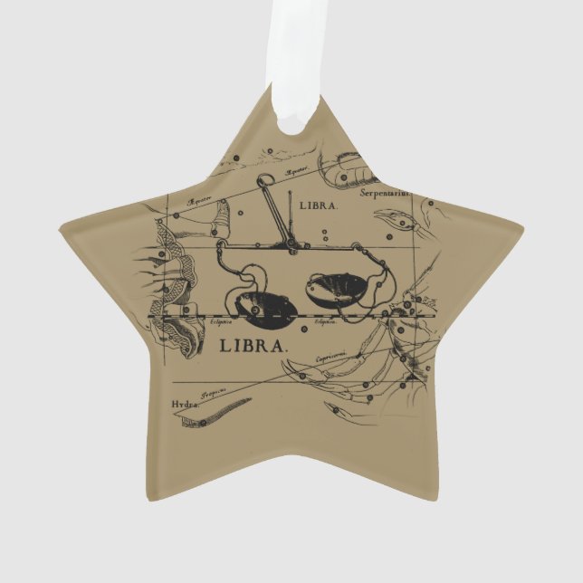 Libra Constellation Map Hevelius circa 1690 Ornament (Back)