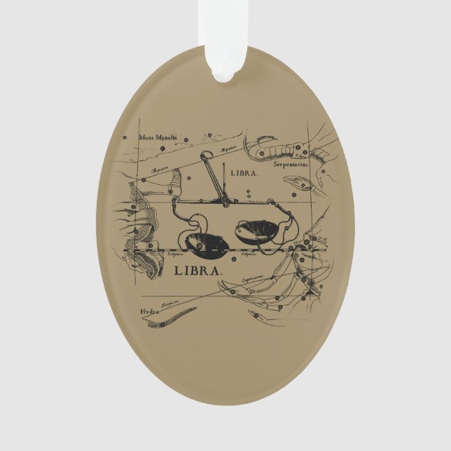 Libra Constellation Map Hevelius circa 1690 Ornament (Front)