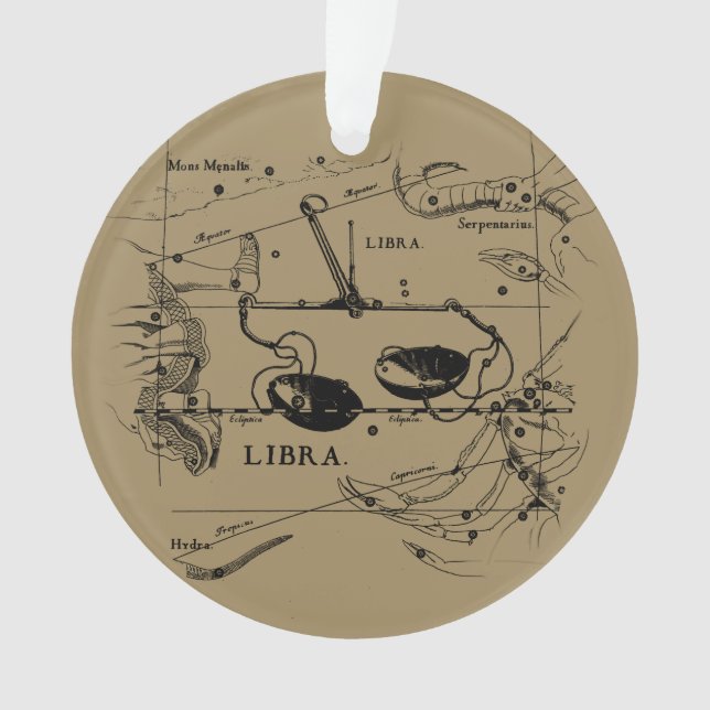Libra Constellation Map Hevelius circa 1690 Ornament (Front)