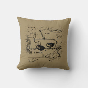 Libra Constellation Map Hevelius circa 1690 Throw Pillow