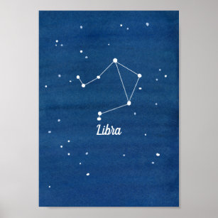 Libra Constellation Night Sky Indigo Poster