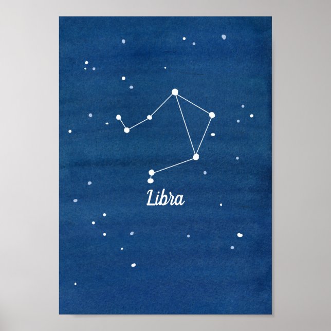 Libra Constellation Night Sky Indigo Poster (Front)