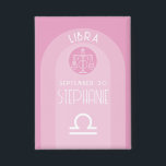 Libra Custom Birthdate - Zodiac - Modern Design<br><div class="desc">Personalize this button with a birthdate and name. A custom design with the zodiac sign - Libra - plus personality traits, information and constellation. Personalize this birthday candle with a birthdate and name. A peaceful, calming pink and blue colour associated with Libra is the main design behind all of the...</div>