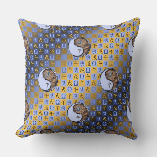 Libra & Earth Horse Throw Pillow (Front)