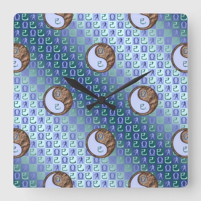 Libra & Earth Snake Square Wall Clock (Front)