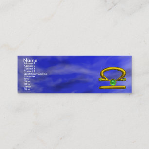 LIBRA  , Emerald bright vibrant yellow green blue Mini Business Card