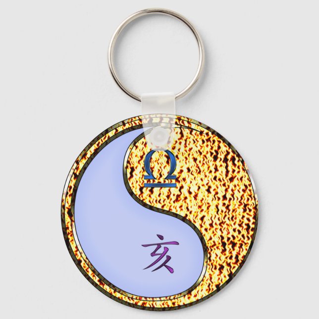 Libra & Fire Boar Keychain (Front)