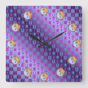 Libra & Fire Boar Square Wall Clock