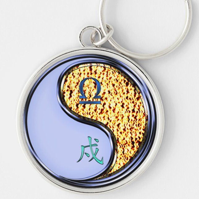 Libra & Fire Dog Keychain (Front)