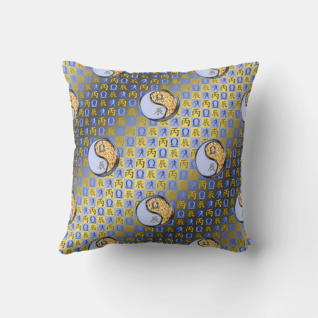 Libra & Fire Dragon Throw Pillow (Back)