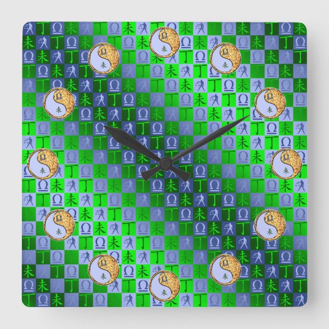 Libra & Fire Goat Square Wall Clock (Front)