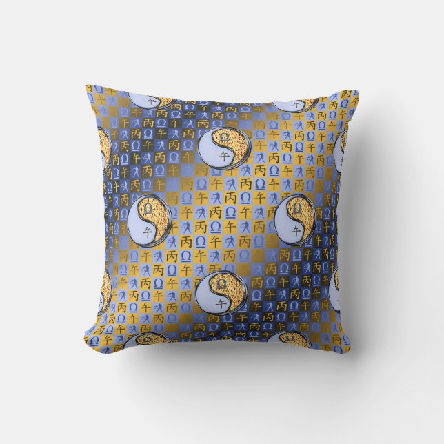 Libra & Fire Horse Throw Pillow (Front)