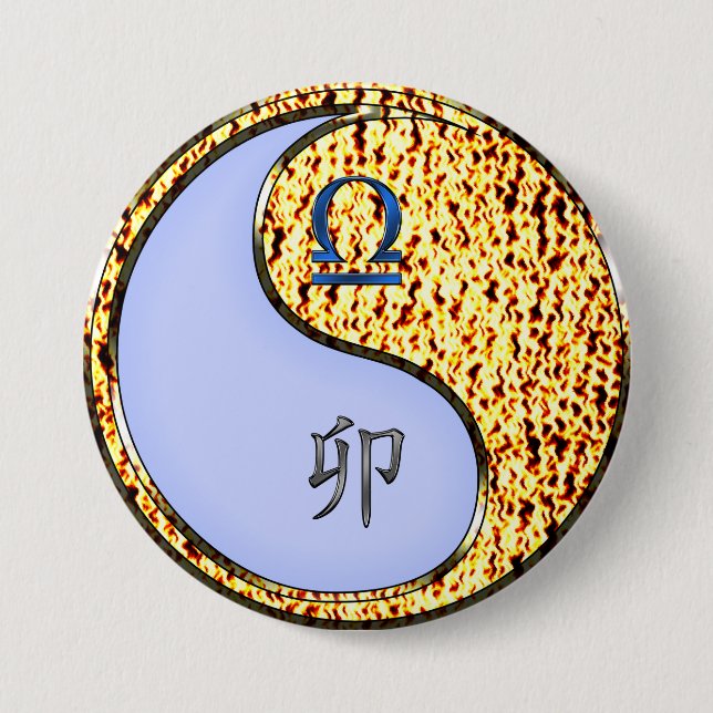 Libra & Fire Rabbit 3 Inch Round Button (Front)