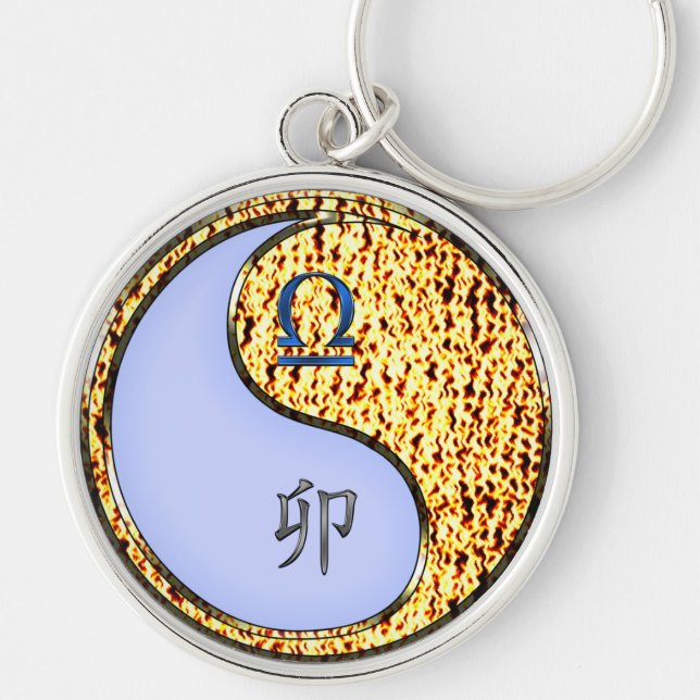 Libra & Fire Rabbit Keychain (Front)