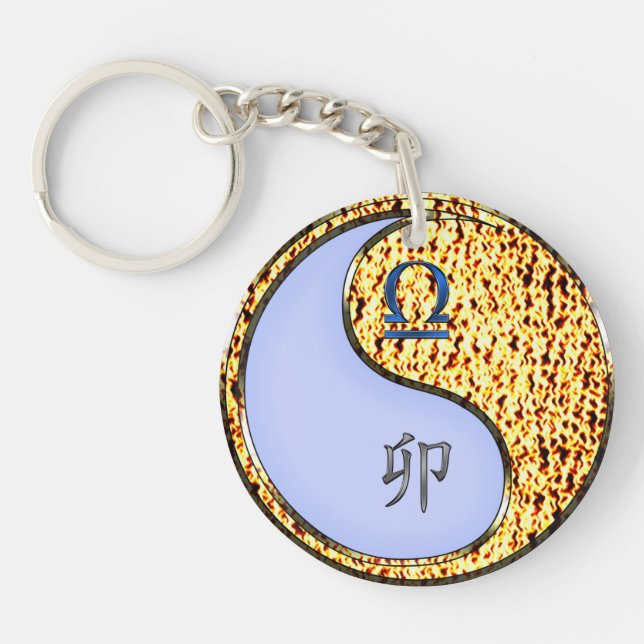 Libra & Fire Rabbit Keychain (Front)