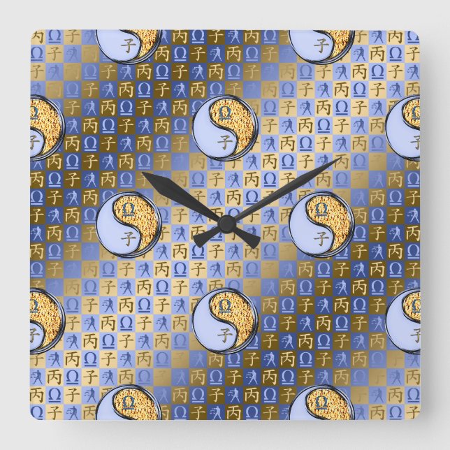 Libra & Fire Rat Square Wall Clock (Front)