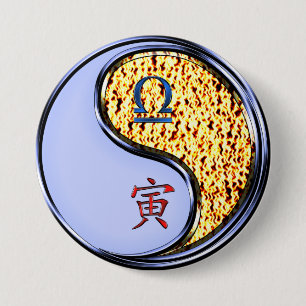 Libra & Fire Tiger 3 Inch Round Button