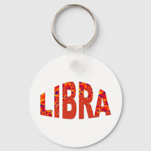 Libra - Firey Orange Yellow Blue Keychain