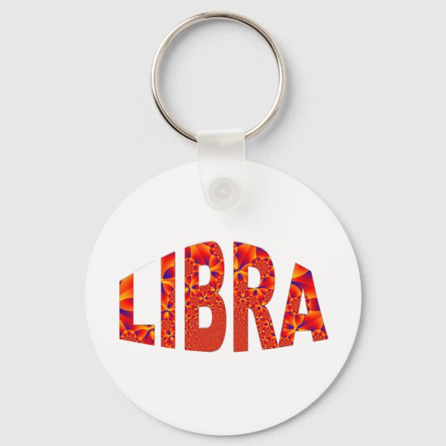 Libra - Firey Orange Yellow Blue Keychain (Front)
