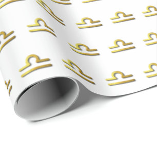 Libra Gold in Snow Wrapping Paper