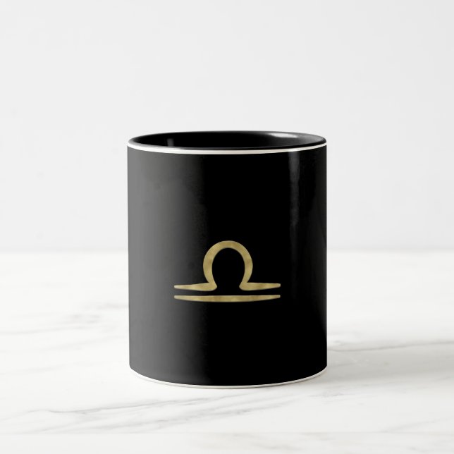 LIBRA Gold September October Birthday Astrology  Two-Tone Coffee Mug (Center)