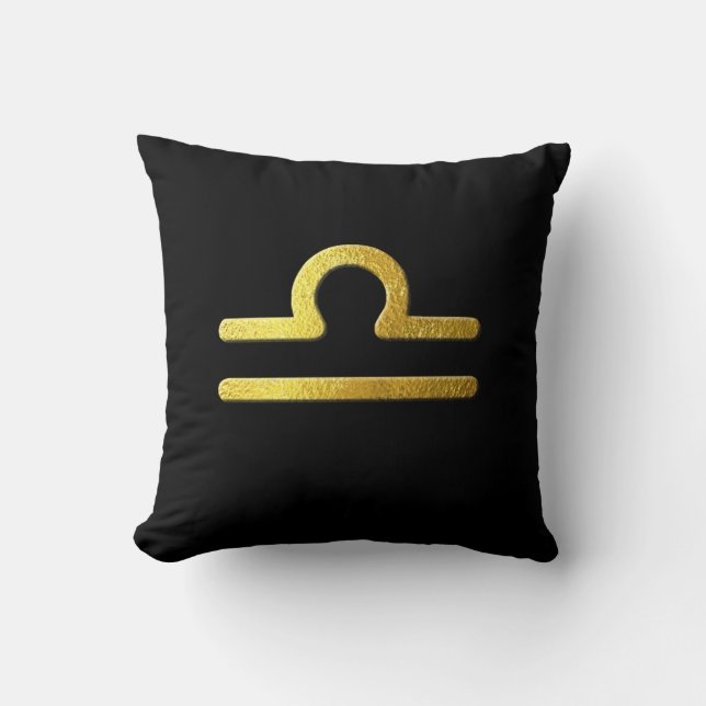 Libra Gold Throw Pillow (Front)