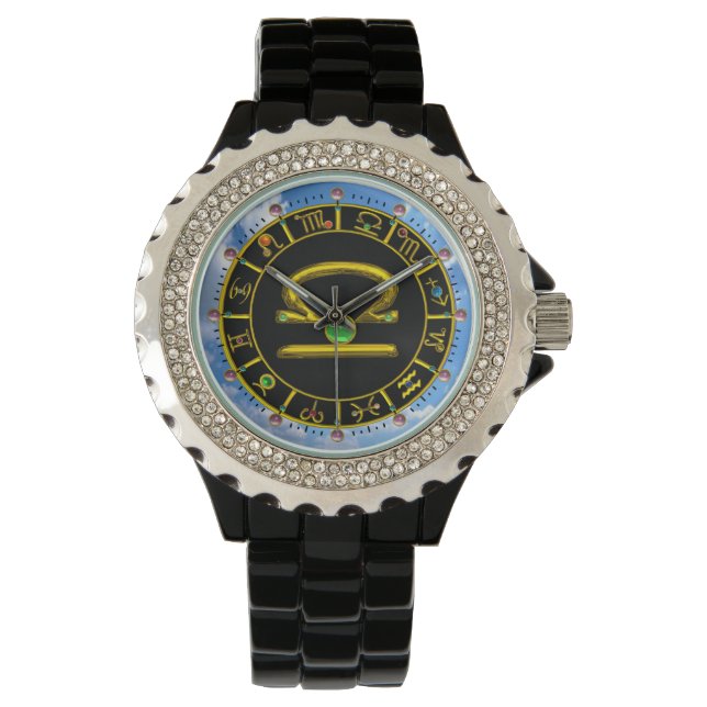 LIBRA GOLD ZODIAC BIRTHDAY JEWEL, Astrology Chart Watch (Front)