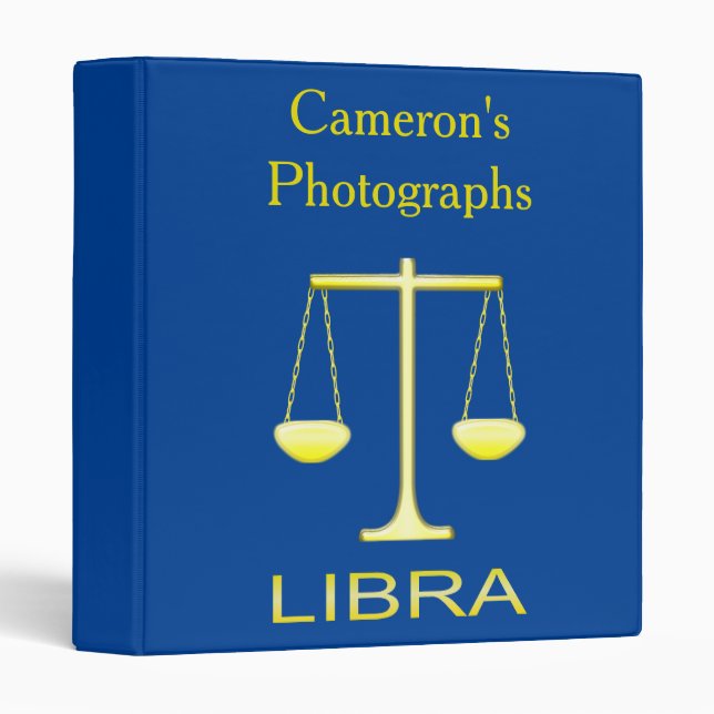 Libra Golden Scales Star Sign Custom Binder (Front/Spine)
