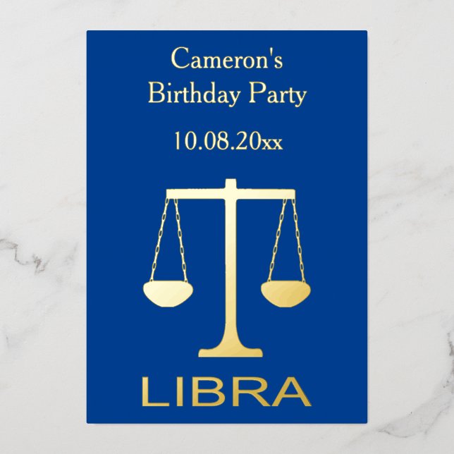Libra Golden Scales Star Sign Custom Birthday (Front)