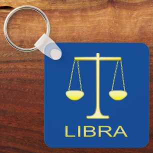Libra Golden Scales Star Sign Custom Birthday Keychain