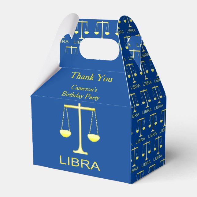 Libra Golden Scales Star Sign Custom Favor Box (Front Side)