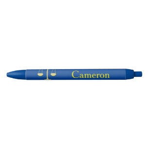 Libra Golden Scales Star Sign Custom Name Black Ink Pen